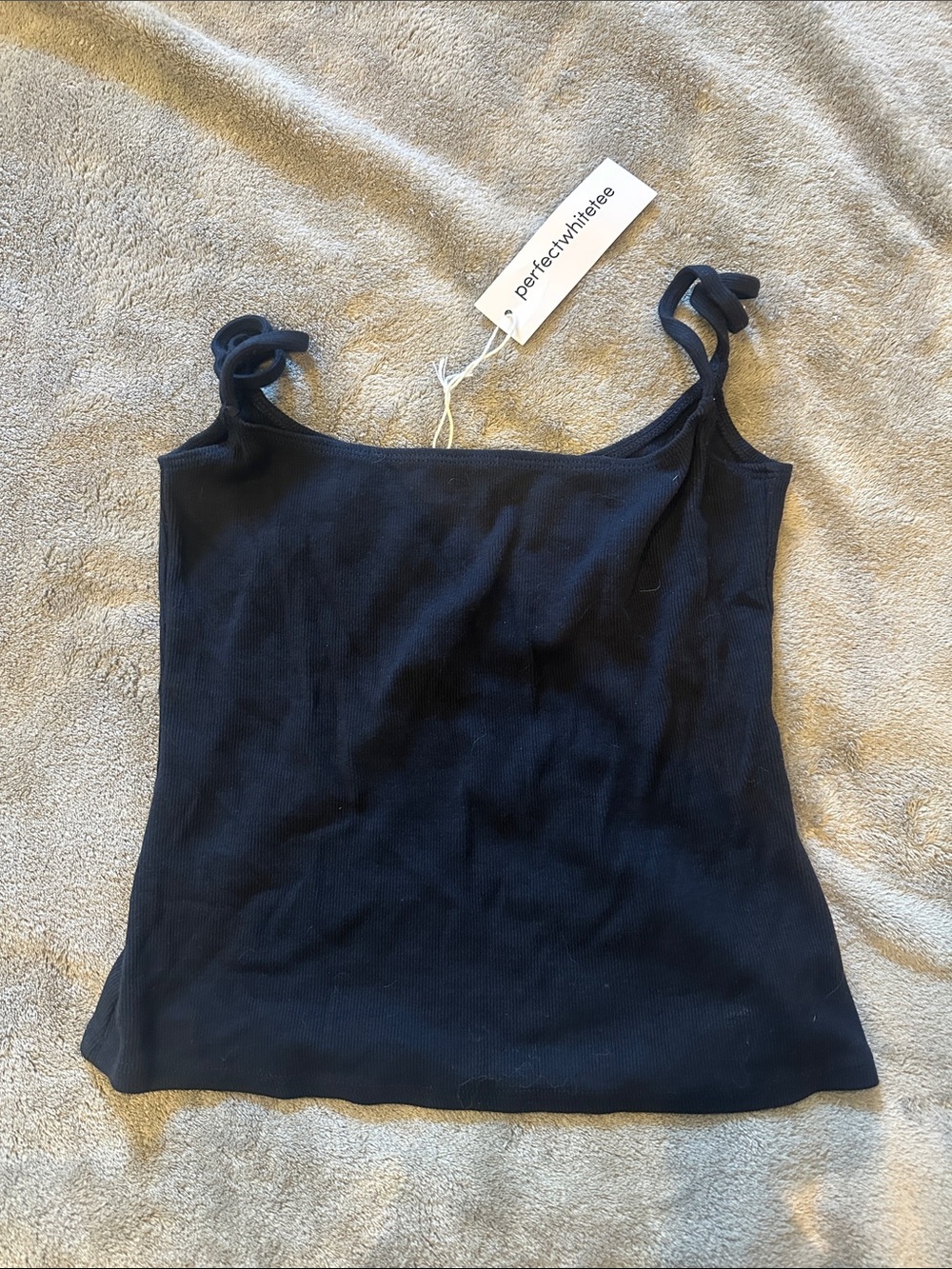 perfectwhitetee navy Lucille Ribbed Tank Top